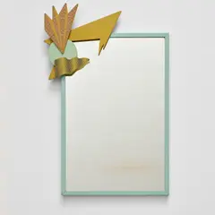 Alessandro Mendini, Prototype mirror, 1980, Mirrored glass, painted wood, painted wood with transfer-printed pattern