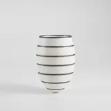 Alev Ebüzziya Siesbye, Rare tall vessel, 2003, Glazed stoneware, cobalt and unglazed lines