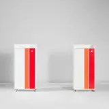 Gio Ponti, Pair of wardrobes, from the 'Apta' series, circa 1970, Painted wood, steel, rubber casters