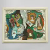 Gio Ponti, 'Natura morta con tavolo da gioco', 1950s, Reverse-painted partially mirrored glass, in artist's frame