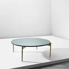 Rare coffee table by Gio Ponti, circa 1965, Coloured mirrored glass, brass, sold Oct 2023