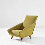 Gio Ponti, Prototype 'Distex' armchair, model no. 807, circa 1953, Fabric, stained beech