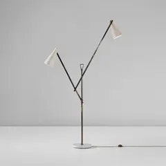 Franco Buzzi, Adjustable floor lamp, circa 1956, Brass, painted aluminium, marble