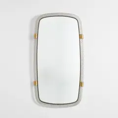 Venini, Large mirror, model no. 20, circa 1937, A treccia glass, mirrored glass, brass