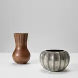 Gio Ponti, Two vases, circa 1933, Left: copper. Right: pewter