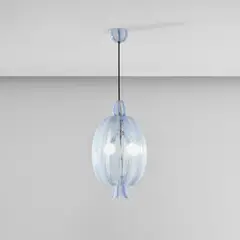 Venini, Ceiling light, circa 1950, Zanfirico glass, brass