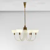 Carlo Scarpa, Chandelier, model no. 5323 A6, circa 1941, Lattimo aurato glass, glass, brass