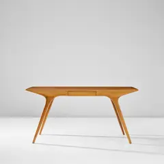 Rare desk by Carlo De Carli, circa 1953, Walnut, walnut-veneered wood, sold Oct 2023
