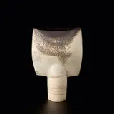 Hans Coper, Large 'Spade' form, circa 1967, Stoneware, layered white porcelain slips and engobes over a textured and incised body, the lip and interior with a manganese glaze