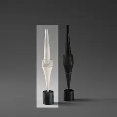 White 'Cycladic Arrow' form by Hans Coper, 1976, Stoneware, layered porcelain slips and engobes, the interior with a manganese glaze, the base with a black glaze over a , sold Nov 2023