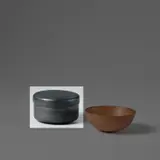 Lucie Rie and Hans Coper, Early cylindrical lidded pot, circa 1947, Earthenware, black glaze