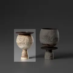 'Poppy head' pot by Hans Coper, circa 1965, Stoneware, porcelain slips and engobes over a textured and incised body, the interior with a manganese glaze, sold Nov 2023