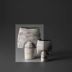 Large 'Spade' form by Hans Coper, circa 1965, Stoneware, layered porcelain slips and engobes over a textured and incised body, the interior with a manganese glaze, sold Nov 2023