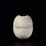 Hans Coper, Large pot with indents, circa 1975, Stoneware, layered porcelain slips and engobes over a textured and incised surface, four central indents, the interior with a manganese glaze
