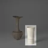 Lucie Rie, Beaker vase with oval lip, circa 1972, Mixed clays producing an integral spiral beneath the glaze