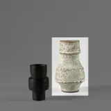 Lucie Rie, Vase with collar lip, circa 1979, Stoneware, pitted off-white glaze with integral speckle