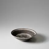 Large 'knitted' bowl by Lucie Rie, circa 1975, Stoneware, white and inlaid manganese glazes, sold Nov 2023
