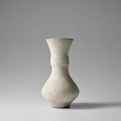 Lucie Rie, Large vase with collar, circa 1984, Stoneware, white pitted and flowing glaze