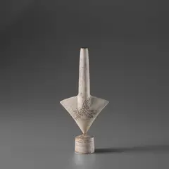 Hans Coper, White 'Cycladic Arrow' form, circa 1972, Stoneware, layered porcelain slips and engobes, the interior with a manganese glaze