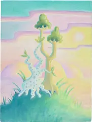 Two Trees at Sunset by Daisy Dodd-Noble, 2021, oil on canvas, sold Apr 2023