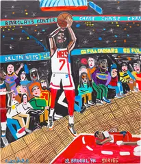 Barclays Centre, Kevin Durant by Filipp Jenikäe, 2022, acrylic on linen, offered Apr 2023