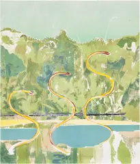Michael Armitage, Vision II, 2022, lithograph on Somerset velvet white paper