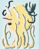 Joakim Ojanen, Orange octopus with green flower hat, 2018, oil on linen