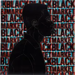 Ephrem Solomon, Silent Series 10, 2017, acrylic and printed paper collage on panel