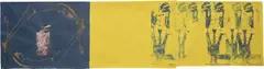 Nancy Spero, Gestapo Victim / Goddess Nut, 1996, handprinting and printed paper collage on paper
