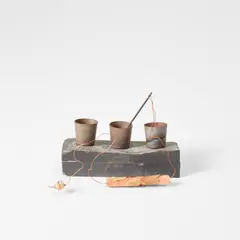Untitled by Tunga, 1985, Magnetite, iron, copper wire, needle, prosthetic tooth, leaf and paper, offered Apr 2023