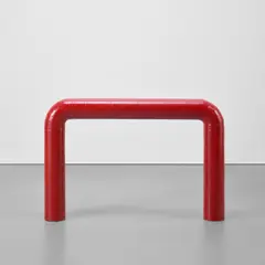 Untitled (Red Bridge) by Heimo Zobernig, 1985, synthetic resin lacquer on cardboard Paper Mache, sold Apr 2023
