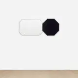 Jim Lambie, White Light, White Heat, 2003, found mirror mounted on panel and black gloss paint, in 2 parts