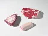 Nicolas Party, Three works: (i) Blakam's stone (steak) ; (ii) Blakam's stone (salami) ; (iii) Blakam's stone (onion)