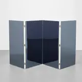 Tom Burr, Shot, 2005, black Plexiglas mirror mounted on plywood, hinges, mirror, wood, hanger, glass and bottle