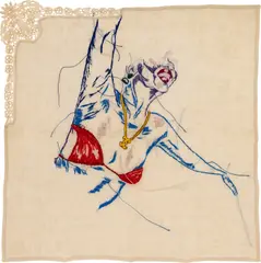 Zoë Buckman, you make me loud, 2022, embroidery on vintage textile