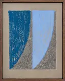 Haroun Hayward, Composition with Mid Blue, Light Blue, 2022, oil, oil pastel and gesso on panel, in artist's frame