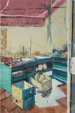 Nick Goss, Aloe Vera, 2022, distemper, oil and silkscreen on linen