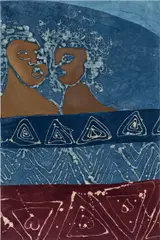Sola Olulode, Triangles, 2022, indigo, dye, batik and oil on canvas