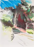 Doron Langberg, Meat Rack #5, 2020, gouache and coloured pencil on paper
