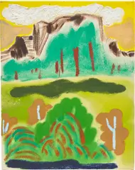 Shara Hughes, Misguided Cloud, 2016, oil, Flashe and caulk on canvas