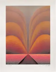 Red Earth by Loie Hollowell, 2021, nine layer screen-print with crushed glass on Somerset paper, offered May 2023
