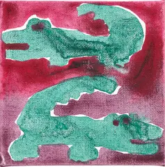 Untitled by Katherine Bernhardt, 2019, acrylic and spray paint on canvas, sold May 2023