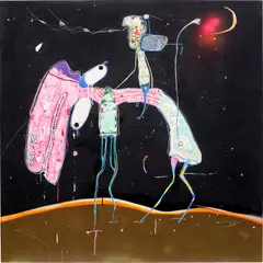 Rafa Macarrón, Menuda Cabalgata, 2015, acrylic, ink, crayon and mixed media collage on PVC, in artist's acrylic box