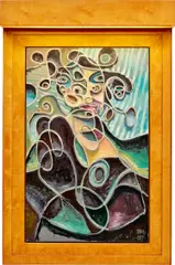 Anton Henning, Portrait No. 191, 2007, oil on canvas, in artist's frame with electric lighting