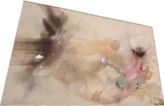Lucy Dodd, Not Yet Titled, 2015, hematite, cochineal, quarry hill river clay, scobi, foss leaf extract and mixed pigments on canvas