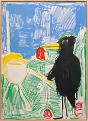 Andi Fischer, Rabe Fruchti, 2019, oil stick on canvas, in artist's frame