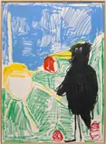 Andi Fischer, Rabe Fruchti, 2019, oil stick on canvas, in artist's frame