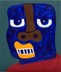Blue Face 2 by Isshaq Ismail, 2019, acrylic on canvas, offered May 2023