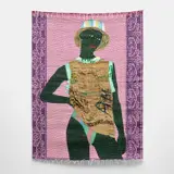Emmanuel Kwaku Yaro, True Self, 2022, acrylic, woven Nylon and burlap on plastic