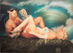 Jeff Koons Ou Jeff in Position of Aolam by Zhou Tiehai, 2006, acrylic on canvas, sold May 2023